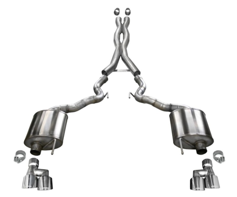 Ford Mustang Performance Exhaust - Rear - CORSA Performance - Cat Back, Dual Rear Exit, Sport, 4.0in Polished Pro-Series Tips - `18-`23